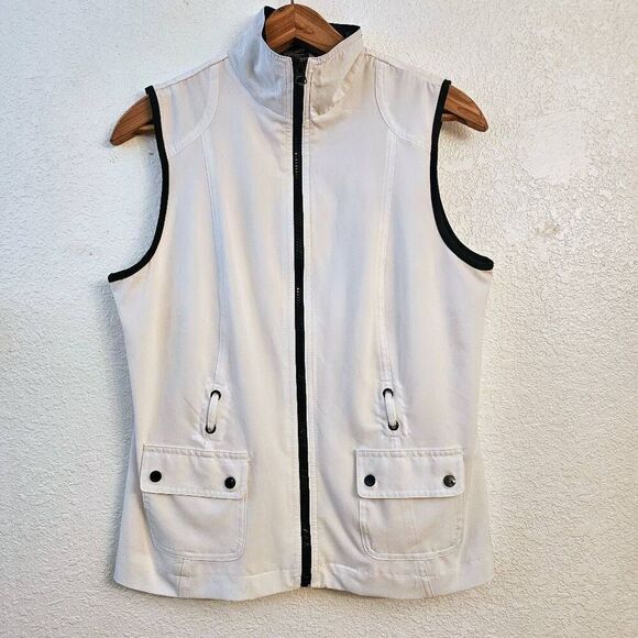 NWOT Allison Daley Zippered Vest w/ High-neck, detailed waist, Pockets: July 4t - Picture 1 of 5
